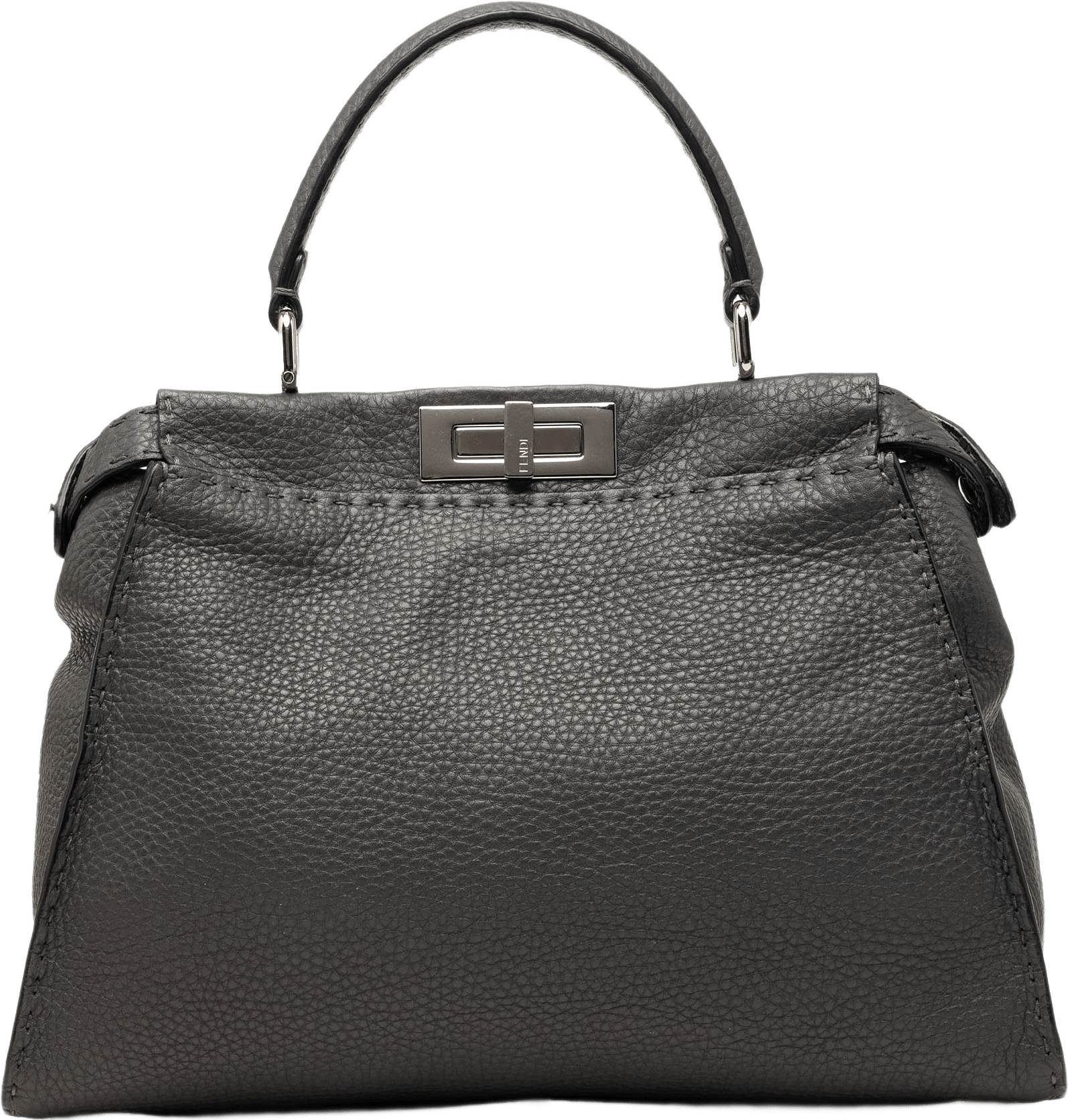 Fendi Medium Calfskin Peekaboo Iconic Satchel, från Luxclusif, i färgen dark gray.