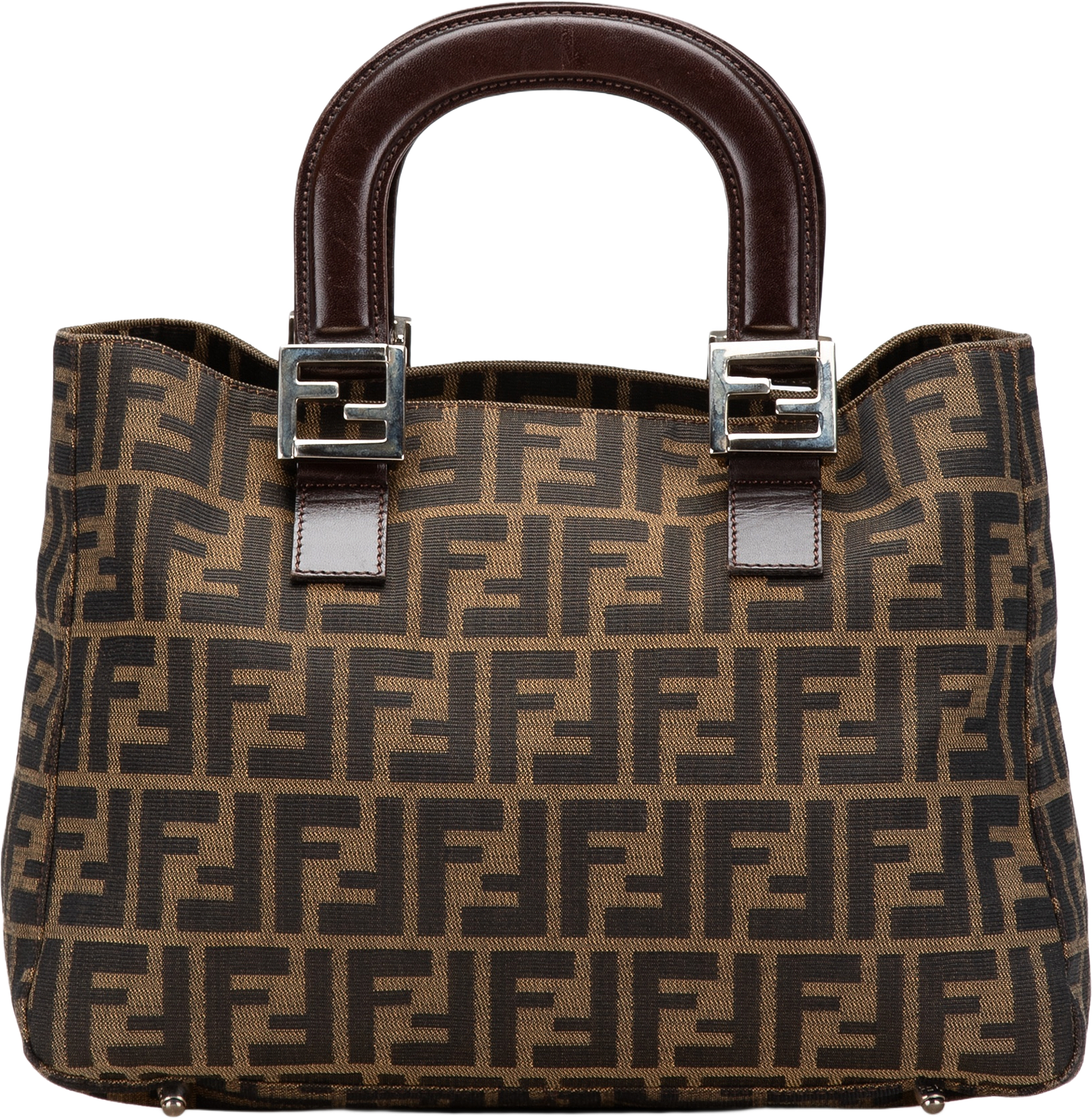 Fendi Small Zucca Canvas Twins Tote, från Luxclusif, i färgen brown.
