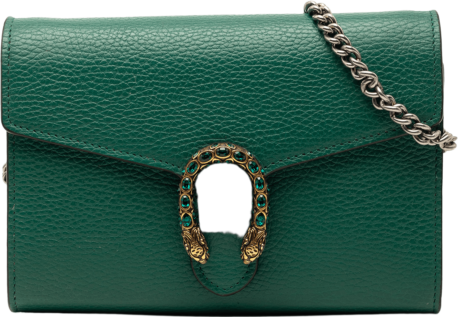 Gucci Leather Dionysus Wallet On Chain, från Luxclusif, i färgen green.