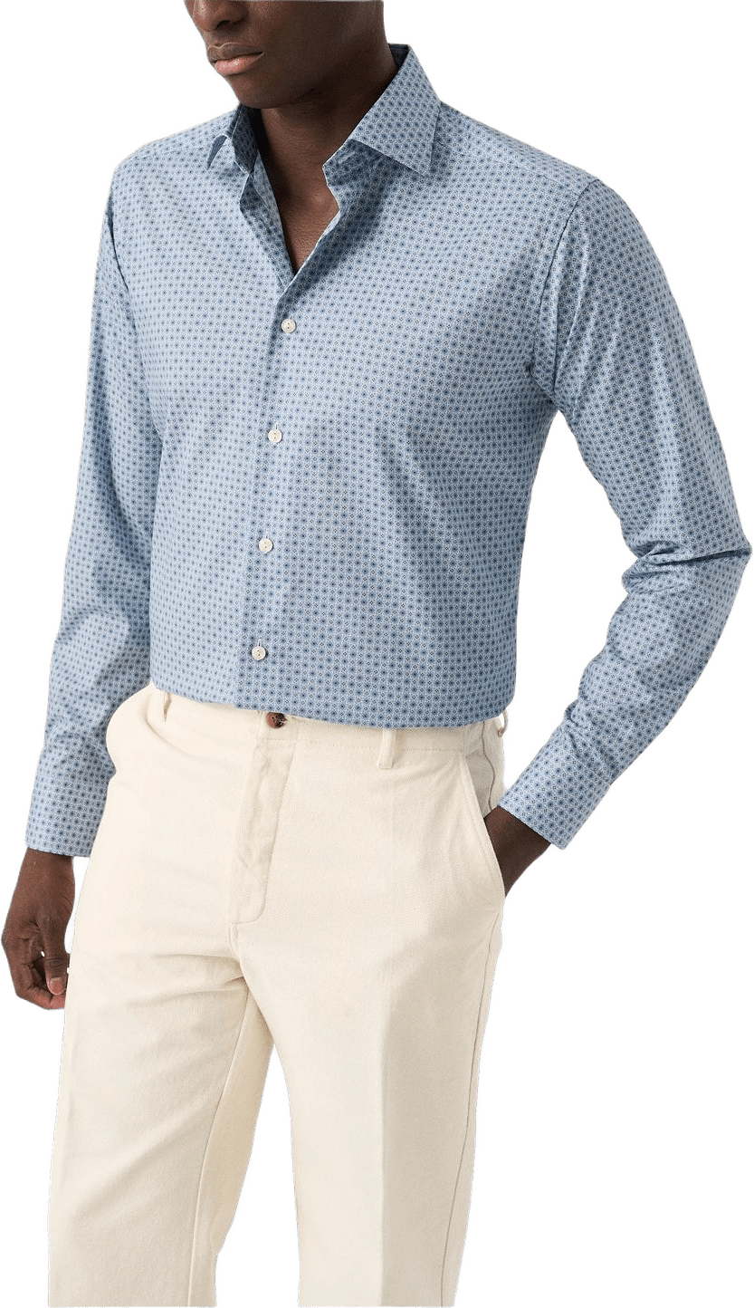 Signature Twill-skjorta Med Småblommigt Mönster Slim Fit, från Eton, i färgen mid blue.