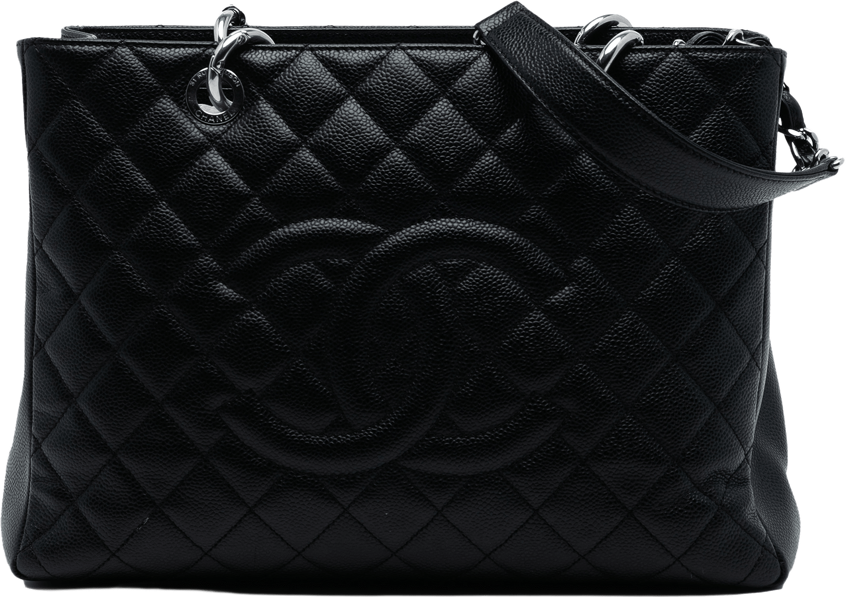 Chanel Caviar Grand Shopping Tote, från Luxclusif, i färgen black.