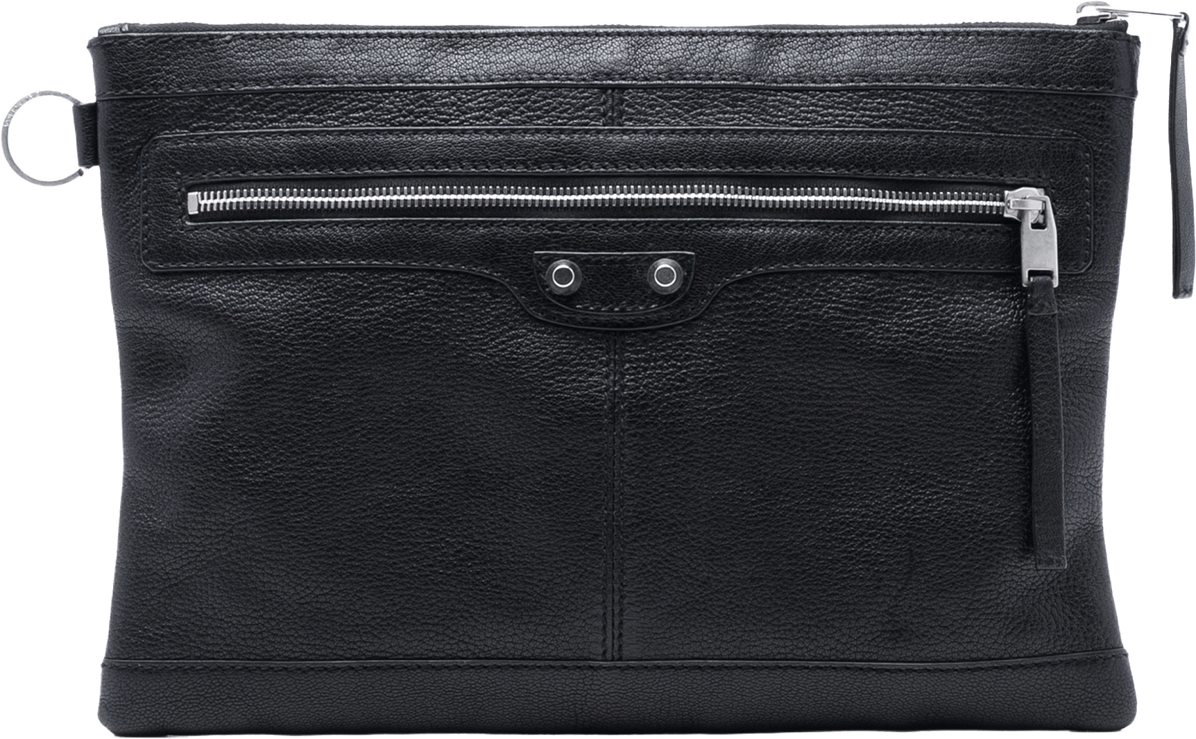 Balenciaga Lambskin Motocross Classic Clip M Clutch, från Luxclusif, i färgen black.