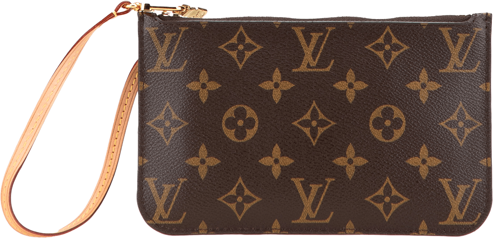 Louis Vuitton Monogram Neverfull Pouch, från Luxclusif, i färgen brown.