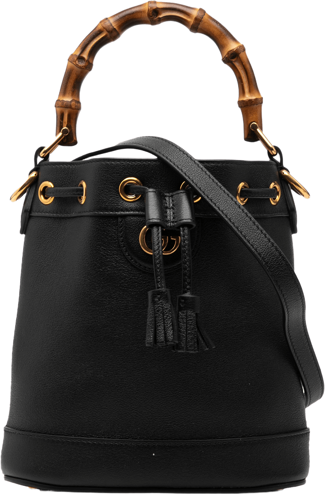 Gucci Mini Calfskin Bamboo Diana Bucket Bag, från Luxclusif, i färgen black.