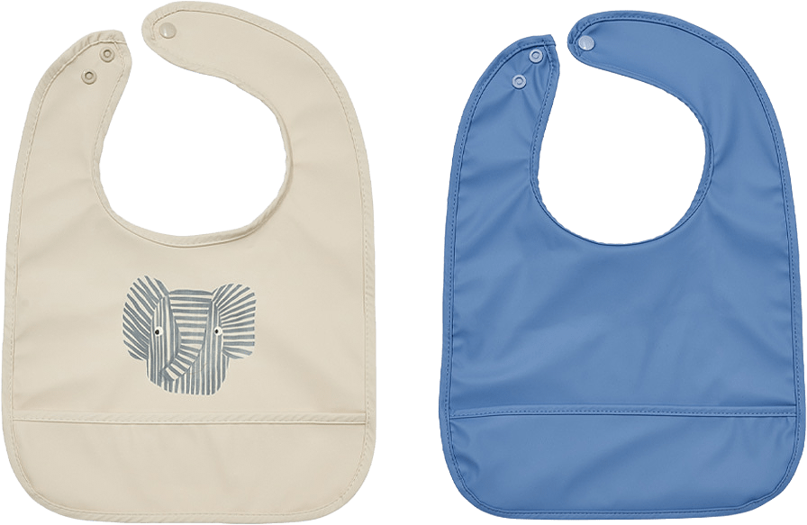 Erik Elephant Bib - Pack Of 2, från OYOY Mini, i färgen beige,blue.