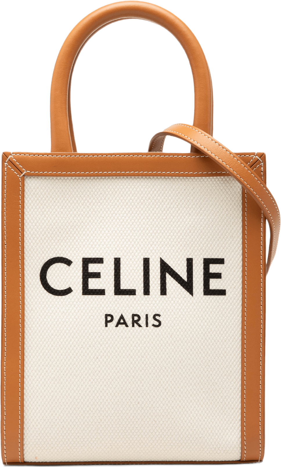 Celine Mini Canvas Vertical Cabas Tote, från Luxclusif, i färgen brun.