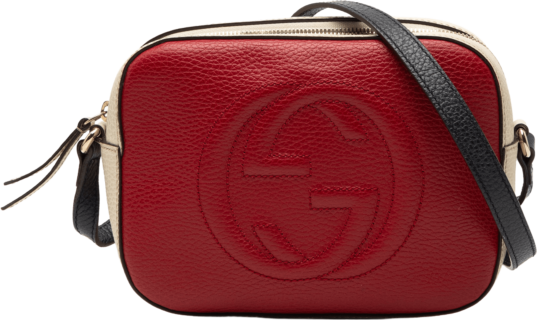 Gucci Small Tricolor Leather Soho Disco Crossbody, från Luxclusif, i färgen red.