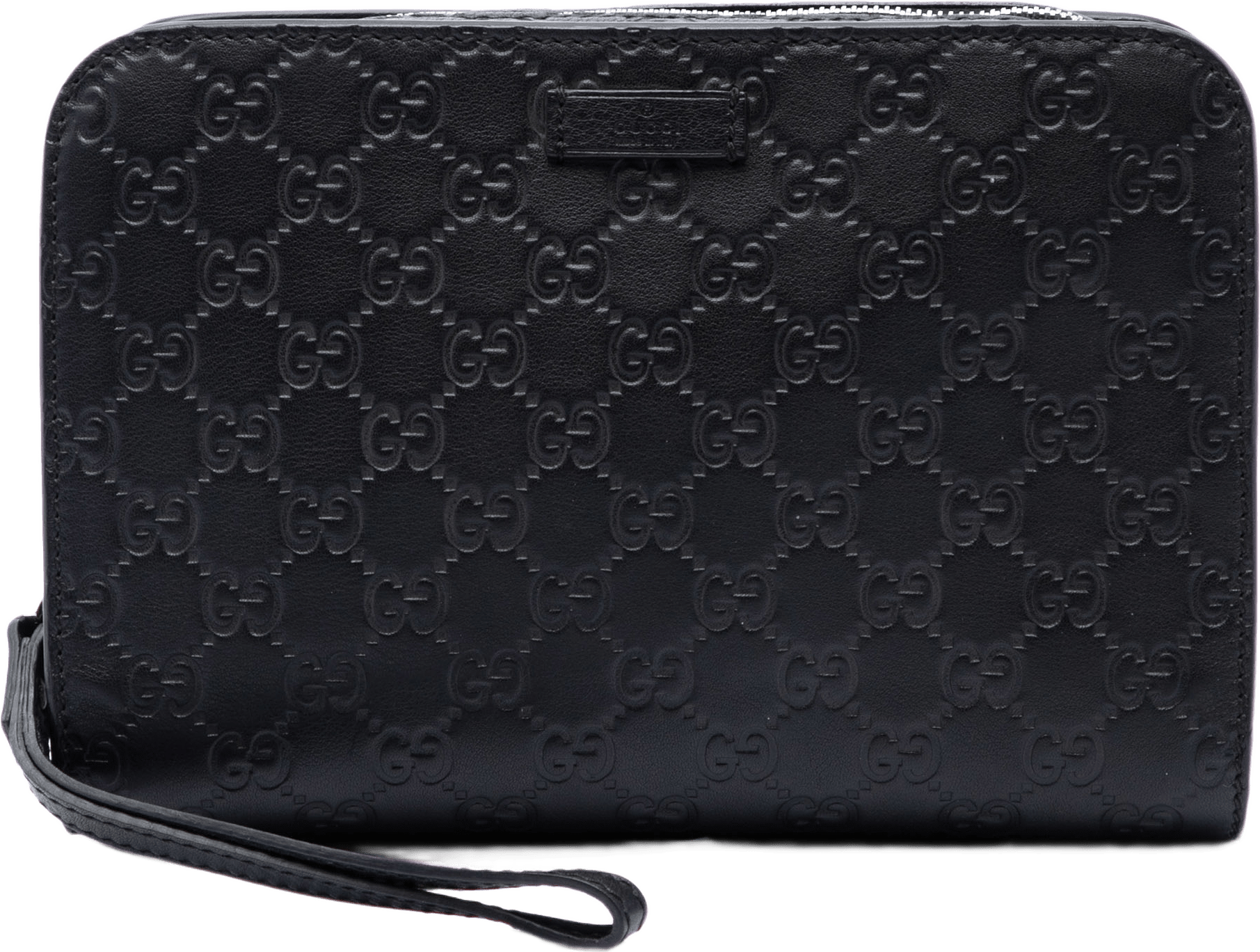 Gucci Guccissima Clutch, från Luxclusif, i färgen svart.
