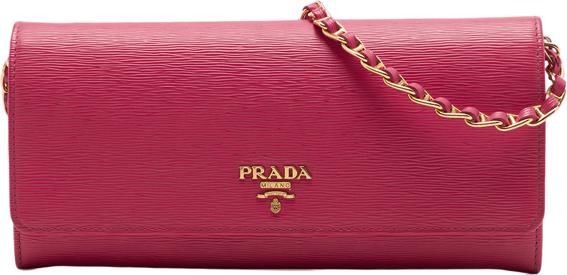 Prada Vitello Move Wallet On Chain, från Luxclusif, i färgen rosa.
