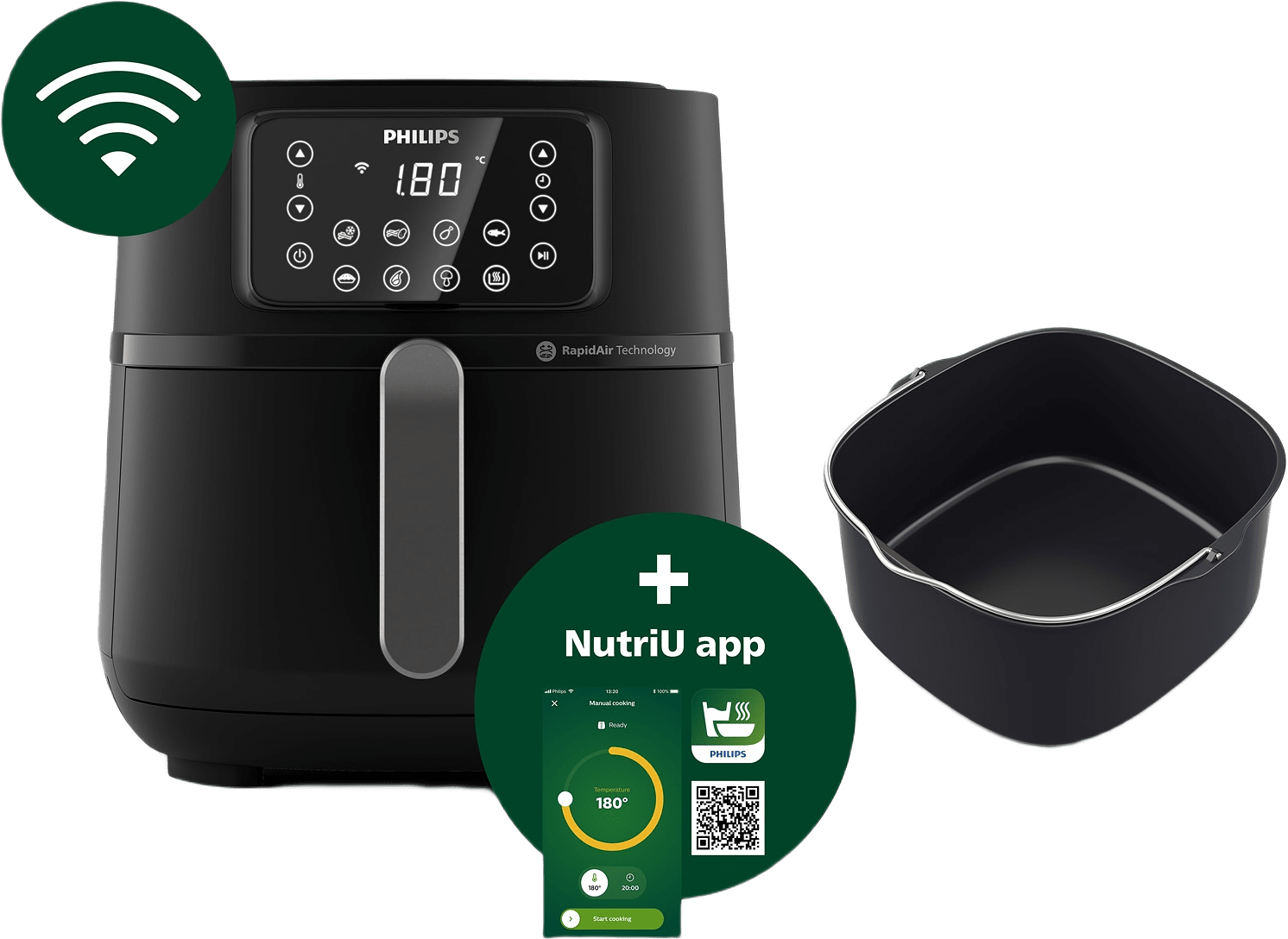 Airfryer Hd9285/93 Cosmos Xxl Connected App Wifi, från Philips, i färgen svart.