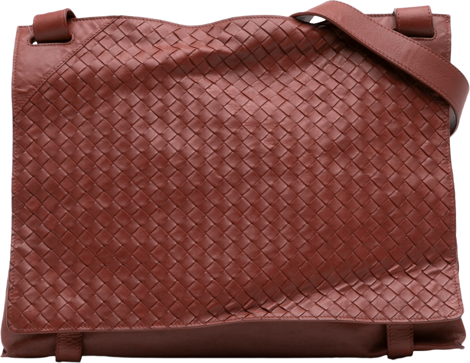 Bottega Veneta Nappa Intrecciato Flap Crossbody, från Luxclusif, i färgen dark red.