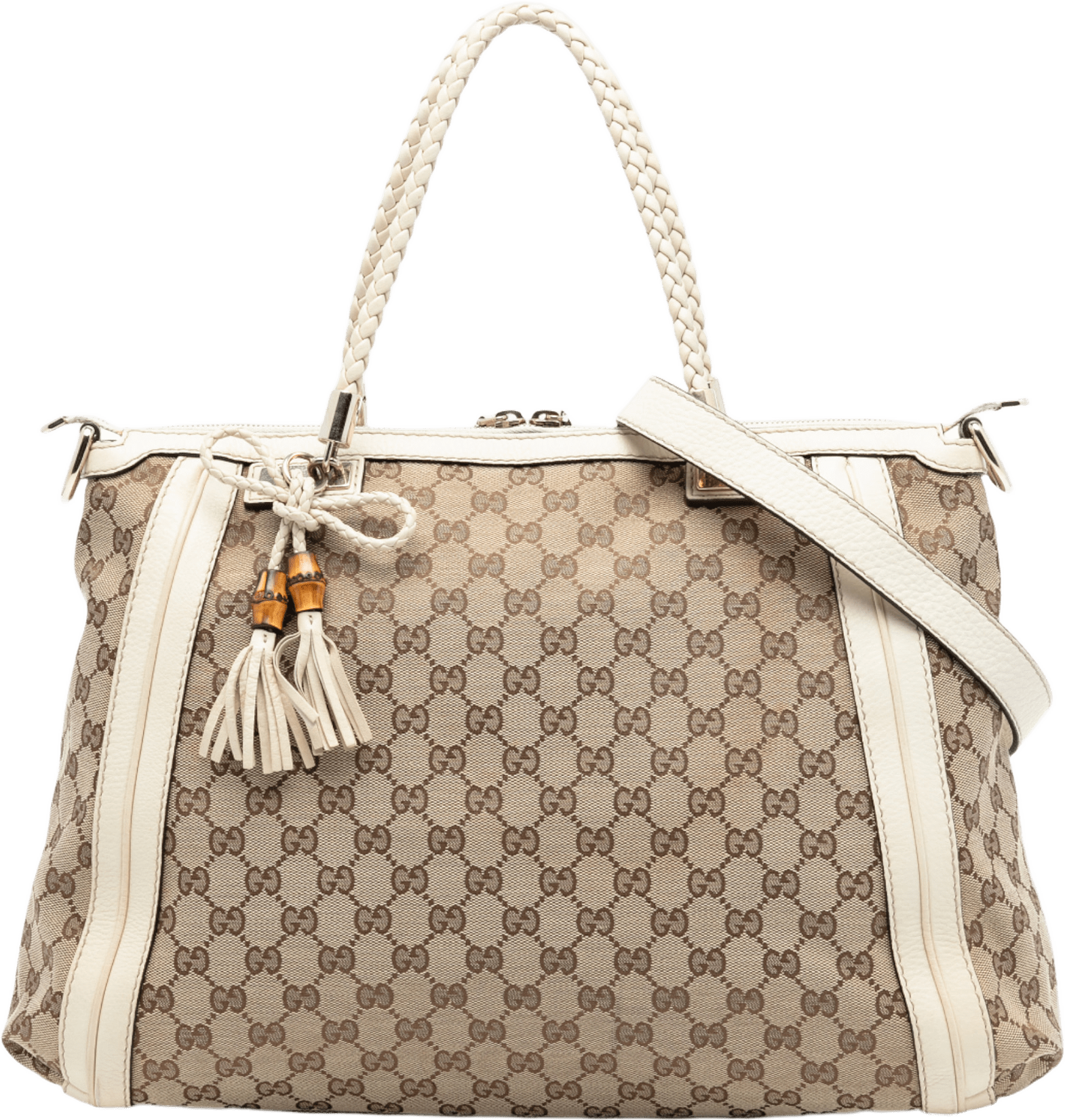 Gucci Large Gg Canvas Bella Satchel, från Luxclusif, i färgen beige.