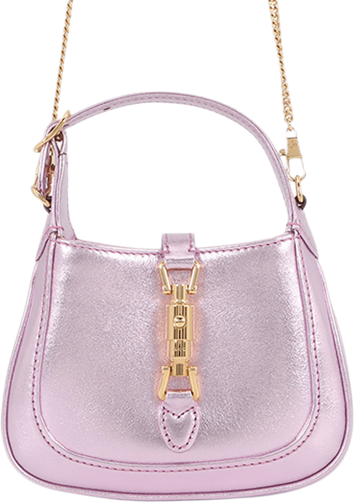 Gucci Nano Metallic Calfskin Jackie 1961 Satchel, från Luxclusif, i färgen rosa.