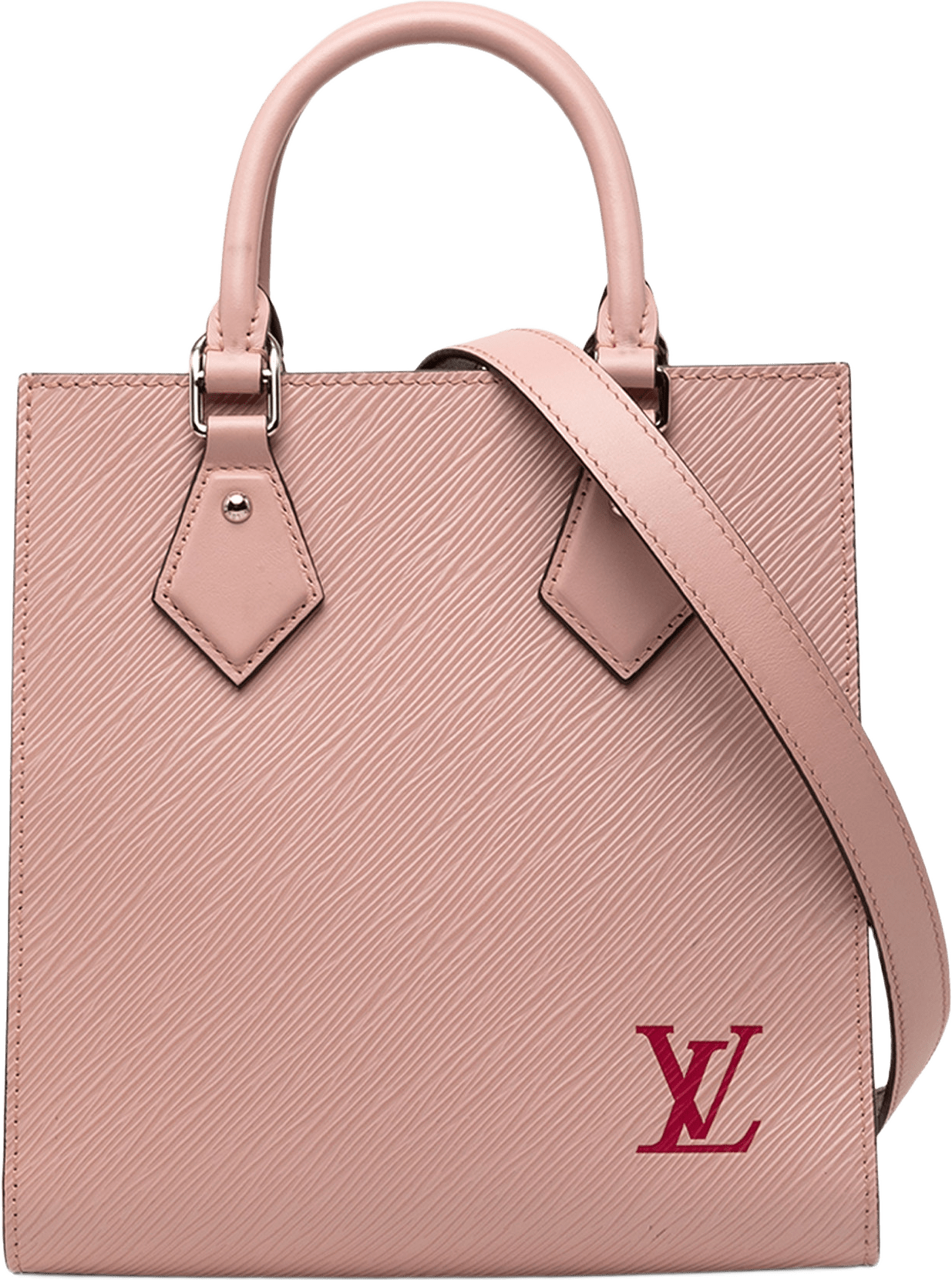Louis Vuitton Epi Sac Plat Bb, från Luxclusif, i färgen rosa.
