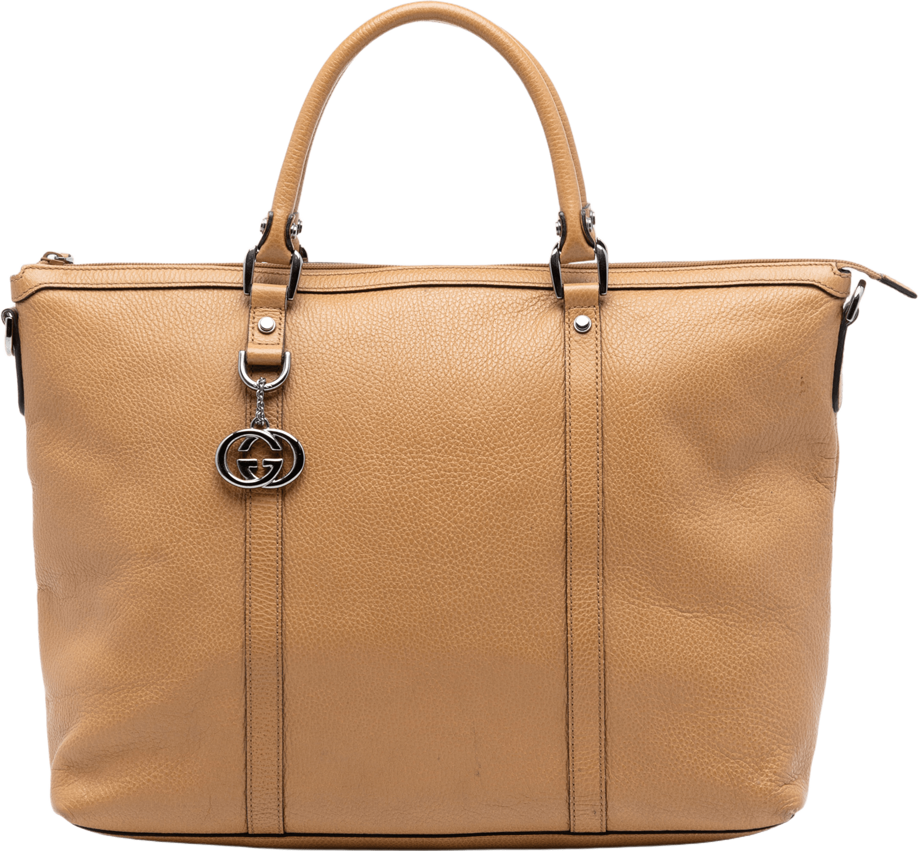 Gucci Leather Gg Charm Satchel, från Luxclusif, i färgen caramel.