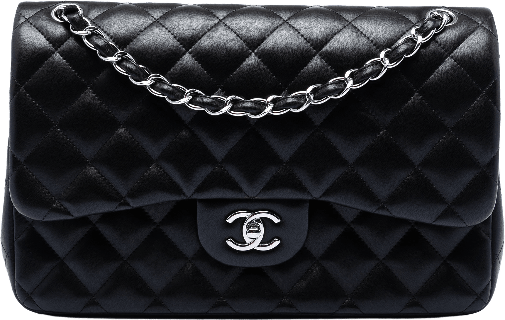 Chanel Jumbo Classic Lambskin Double Flap, från Luxclusif, i färgen black.
