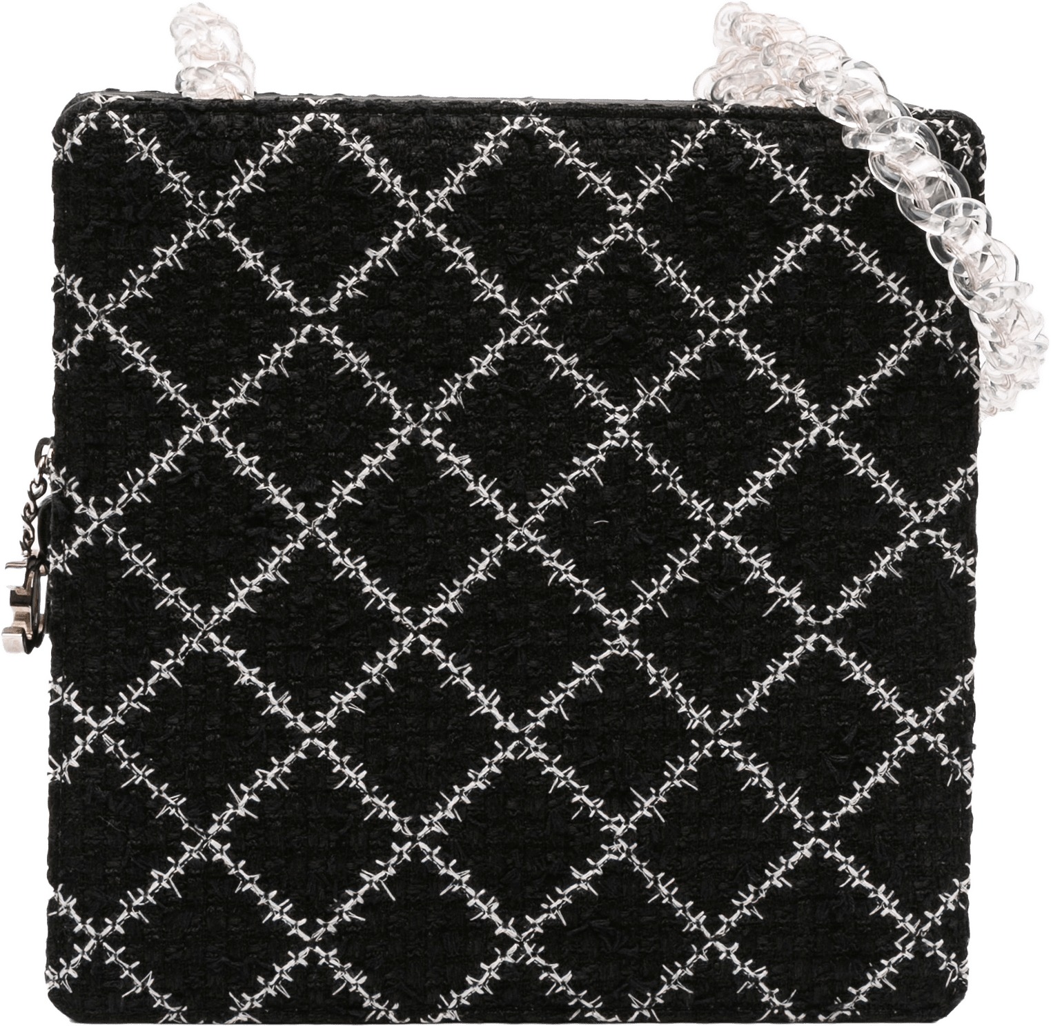 Chanel Tweed And Resin Zipped Chain Shopping Bag, från Luxclusif, i färgen black.