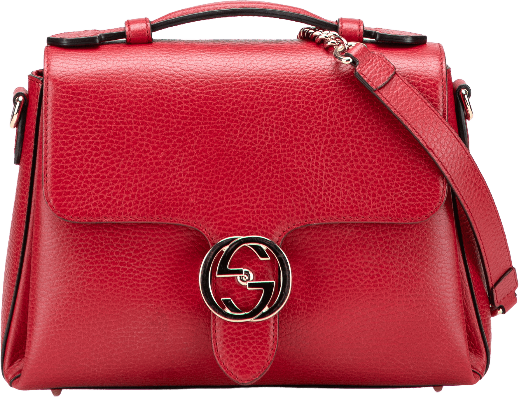 Gucci Small Dollar Calf Interlocking G Satchel, från Luxclusif, i färgen red.