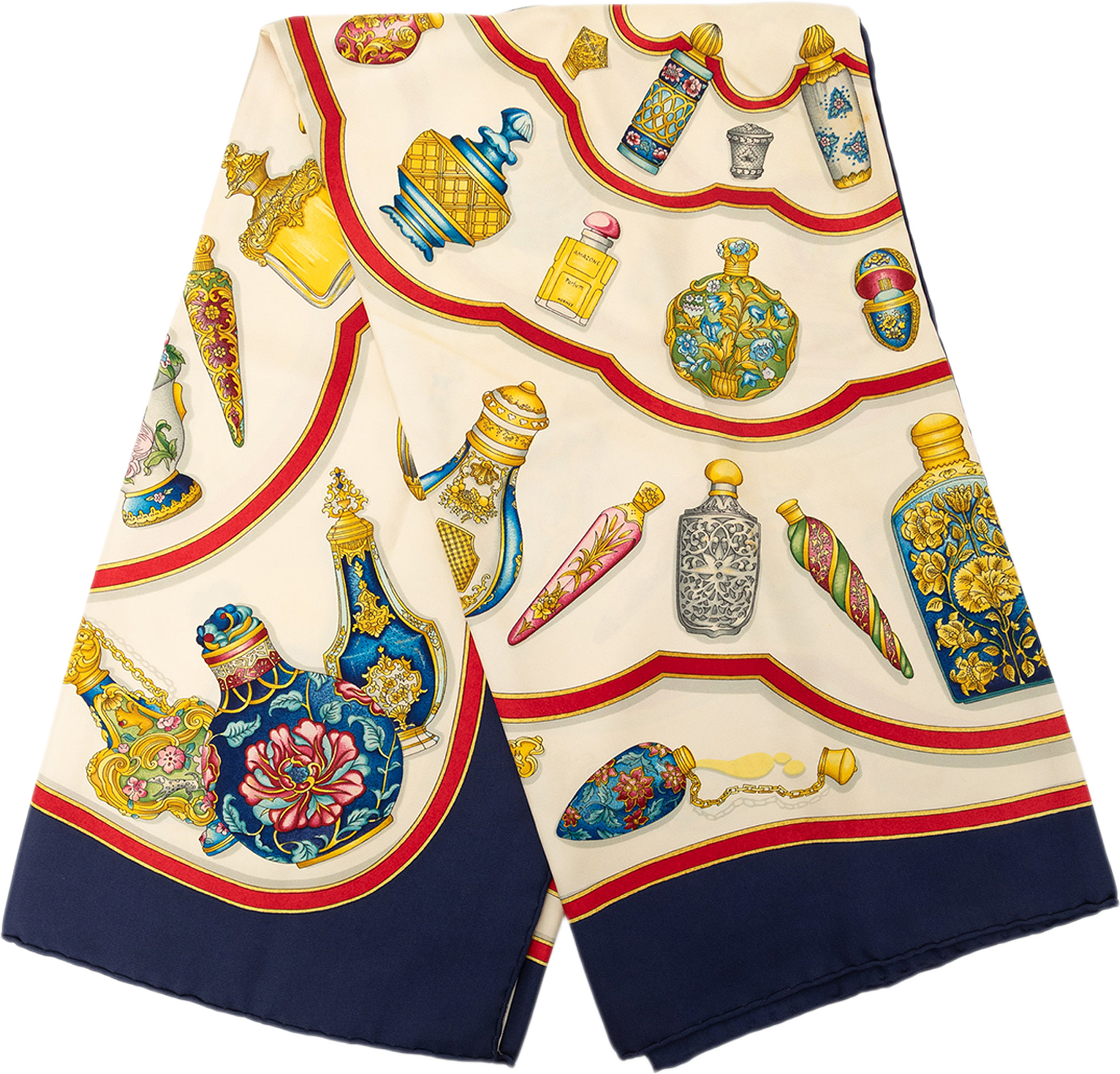 Hermès Qu Importe Le Flacon Silk Scarf 90, från Luxclusif, i färgen vit.