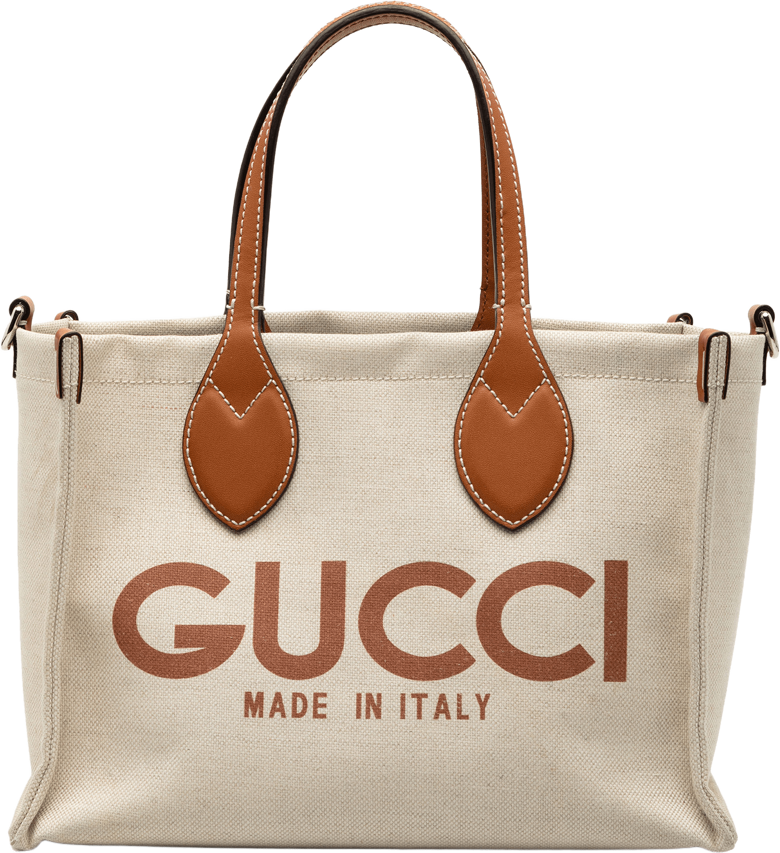 Gucci Medium Canvas Logo Tote, från Luxclusif, i färgen beige.