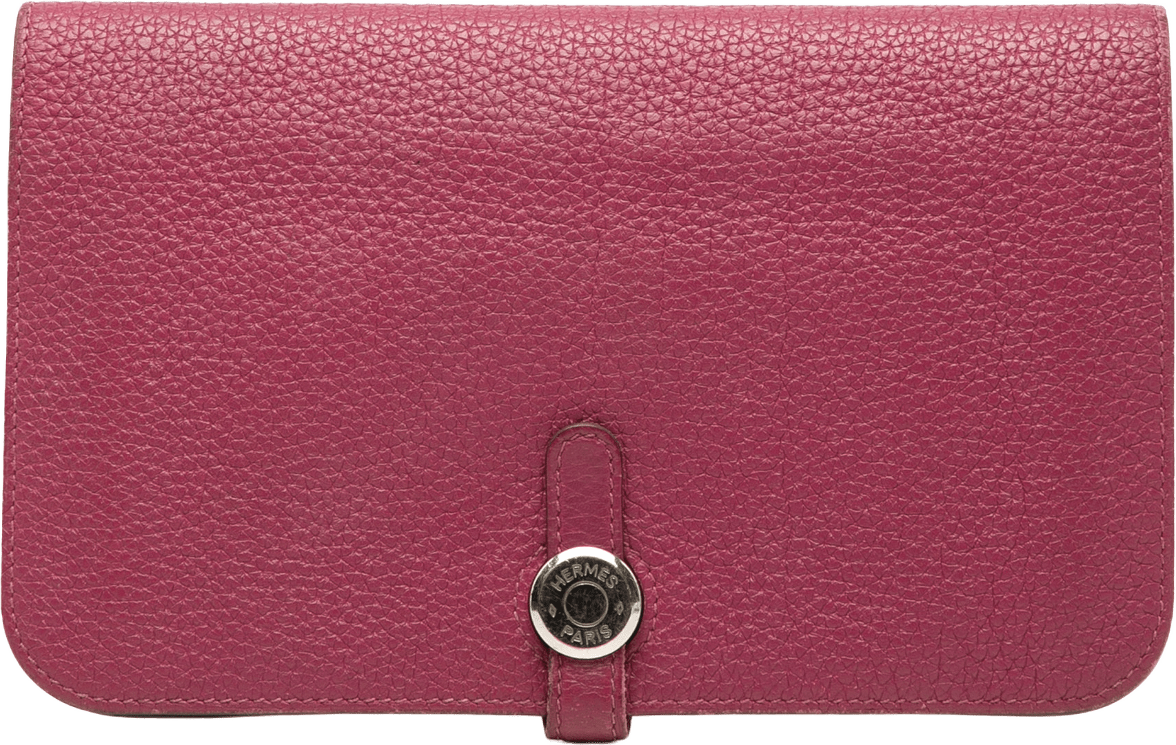 Hermès Togo Dogon Long Wallet, från Luxclusif, i färgen dark pink.