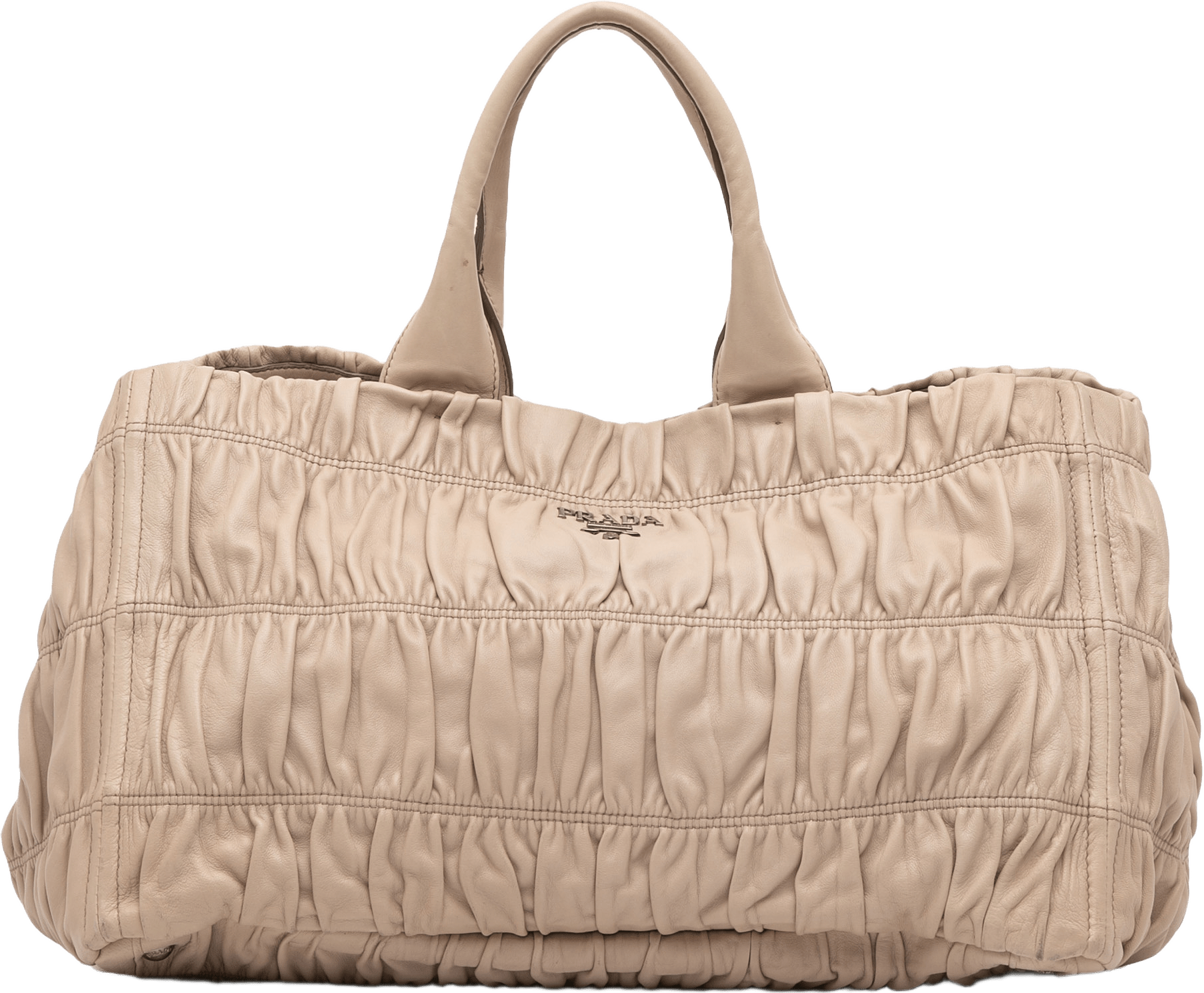 Prada Nappa Gaufre Handbag, från Luxclusif, i färgen light beige.