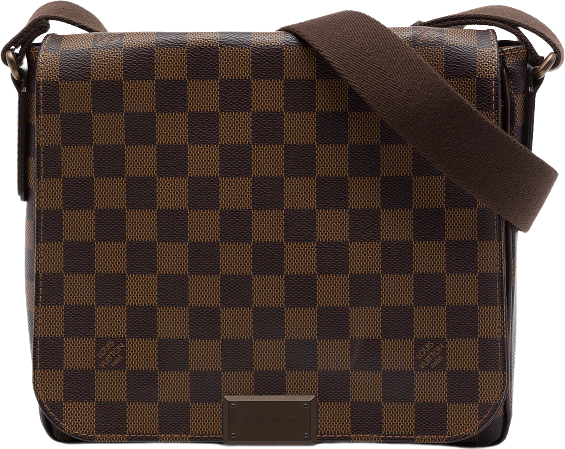 Louis Vuitton Damier Ebene District Pm, från Luxclusif, i färgen brun.