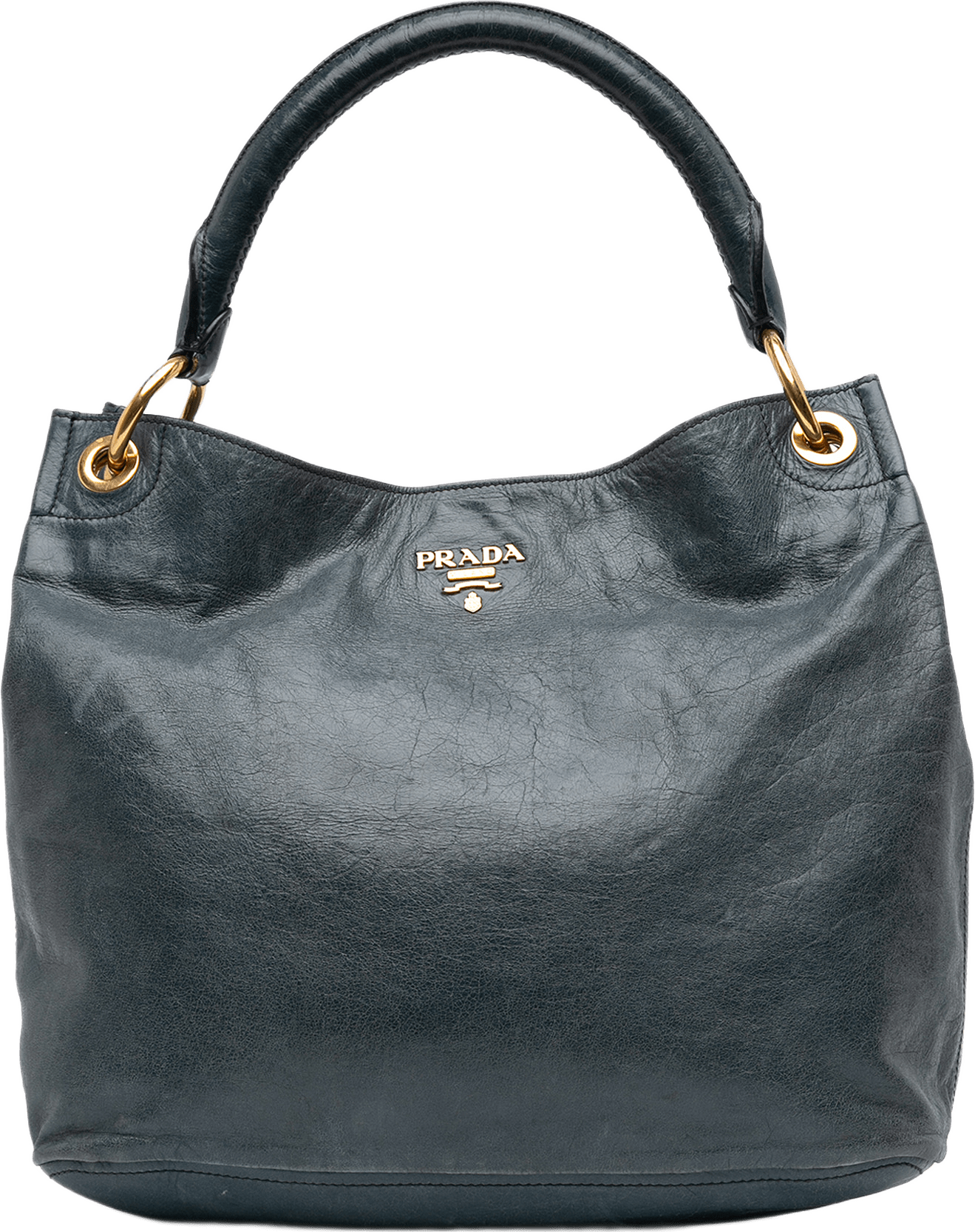 Prada Vitello Daino Hobo, från Luxclusif, i färgen dark blue.