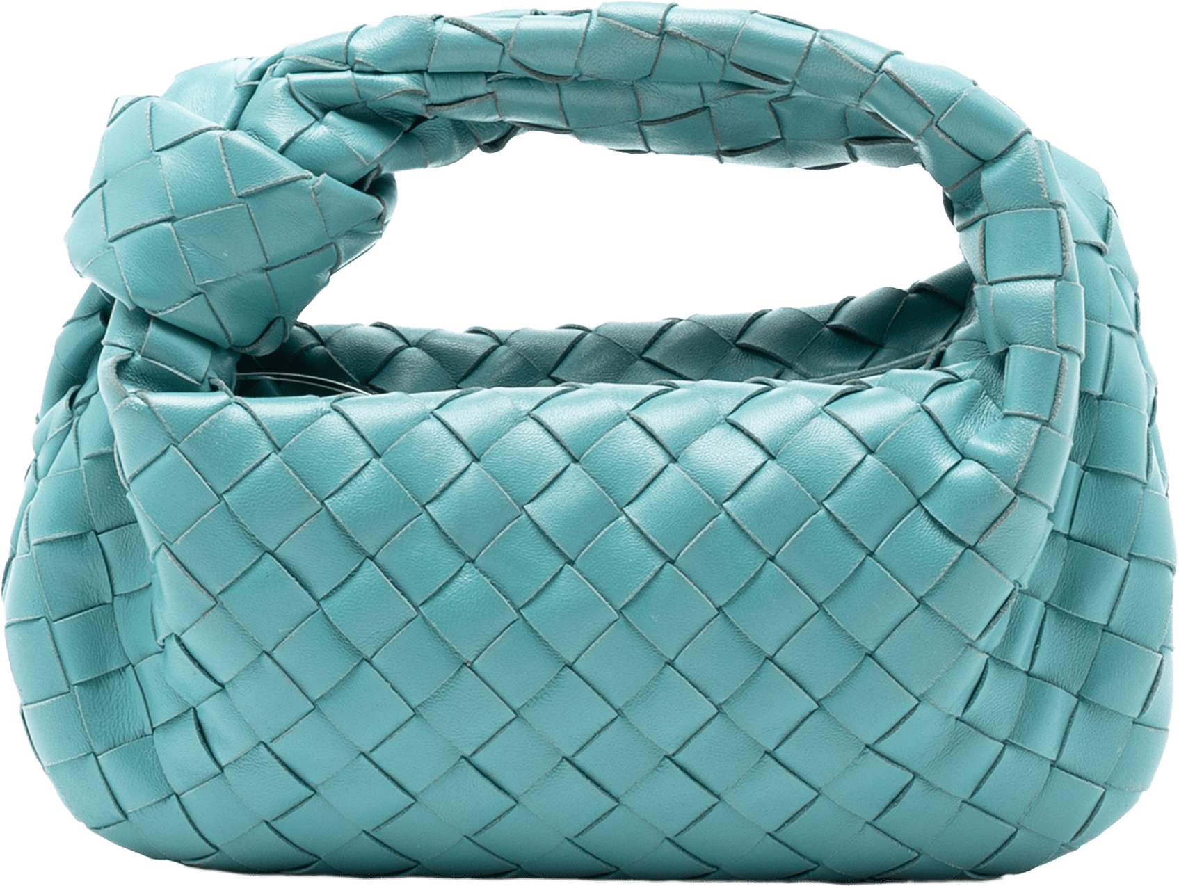 Bottega Veneta Mini Nappa Intrecciato Jodie, från Luxclusif, i färgen turquoise.