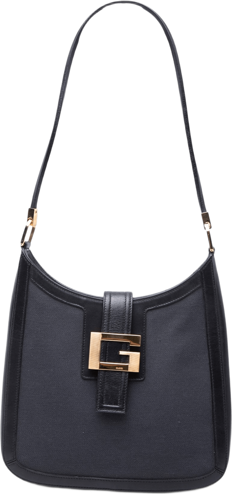 Gucci Bicolor Canvas And Calfskin Shoulder Bag, från Luxclusif, i färgen grå.