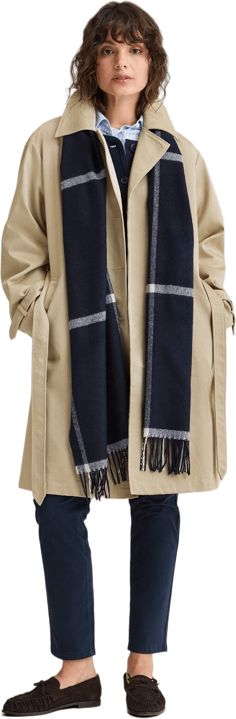 Flauto Checked Scarf, från Newhouse, i färgen marinblå.