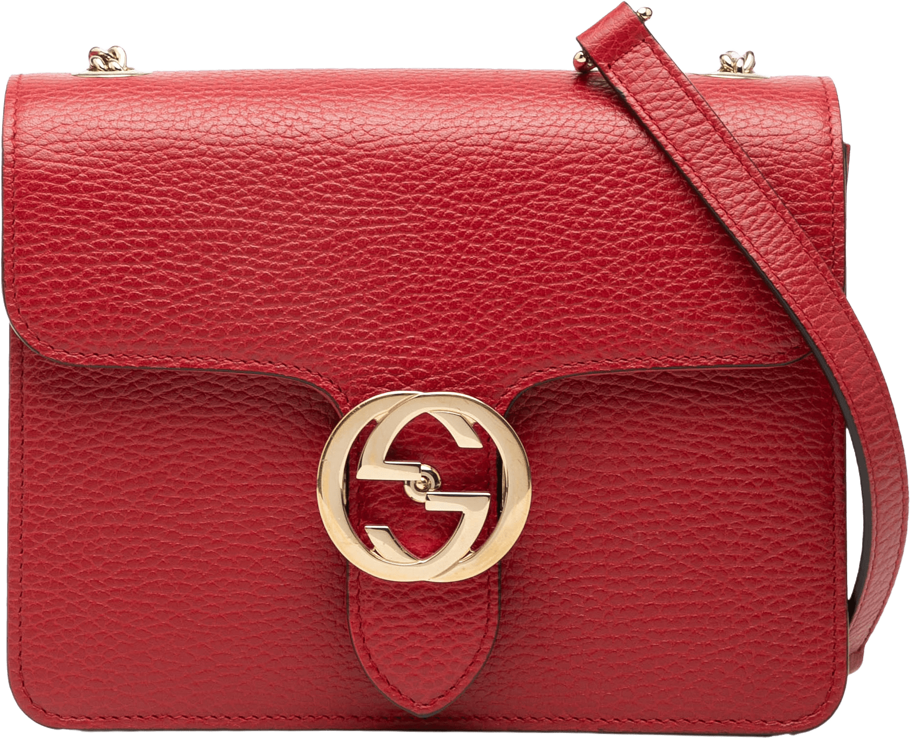 Gucci Small Dollar Calfskin Interlocking G Crossbody, från Luxclusif, i färgen red.