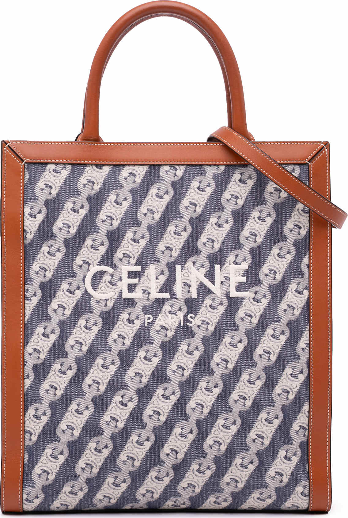 Celine Small Canvas Triomphe Maillon Vertical Cabas Satchel