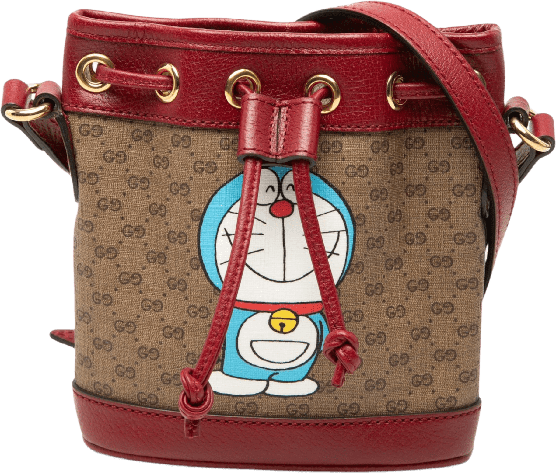 Gucci Micro Gg Supreme Doraemon Bucket Bag, från Luxclusif, i färgen beige.