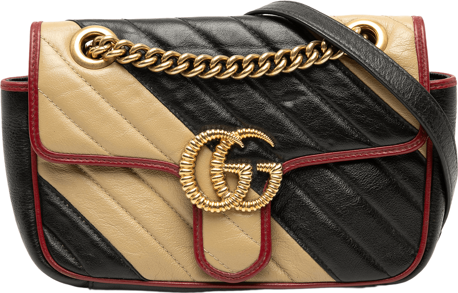 Gucci Small Gg Marmont Matelasse Diagonal Leather Torchon Shoulder Bag, från Luxclusif, i färgen beige.
