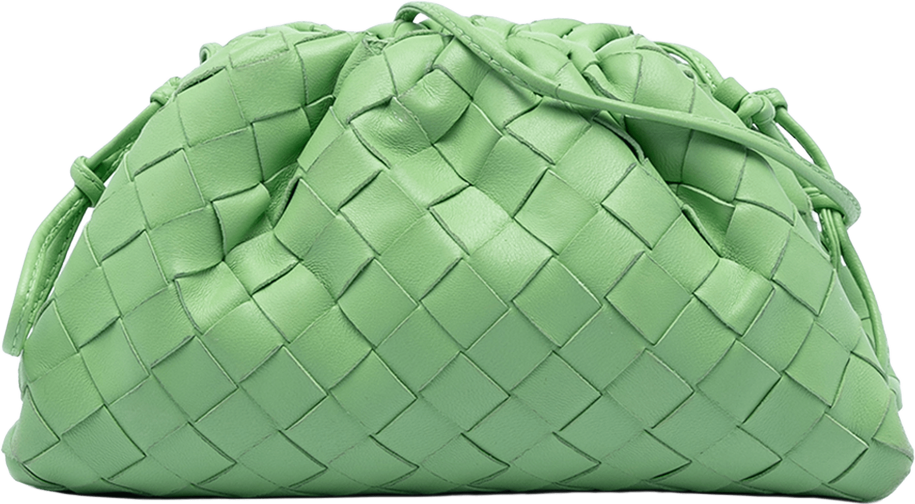 Bottega Veneta Nappa Intrecciato The Mini Pouch Crossbody, från Luxclusif, i färgen light green.