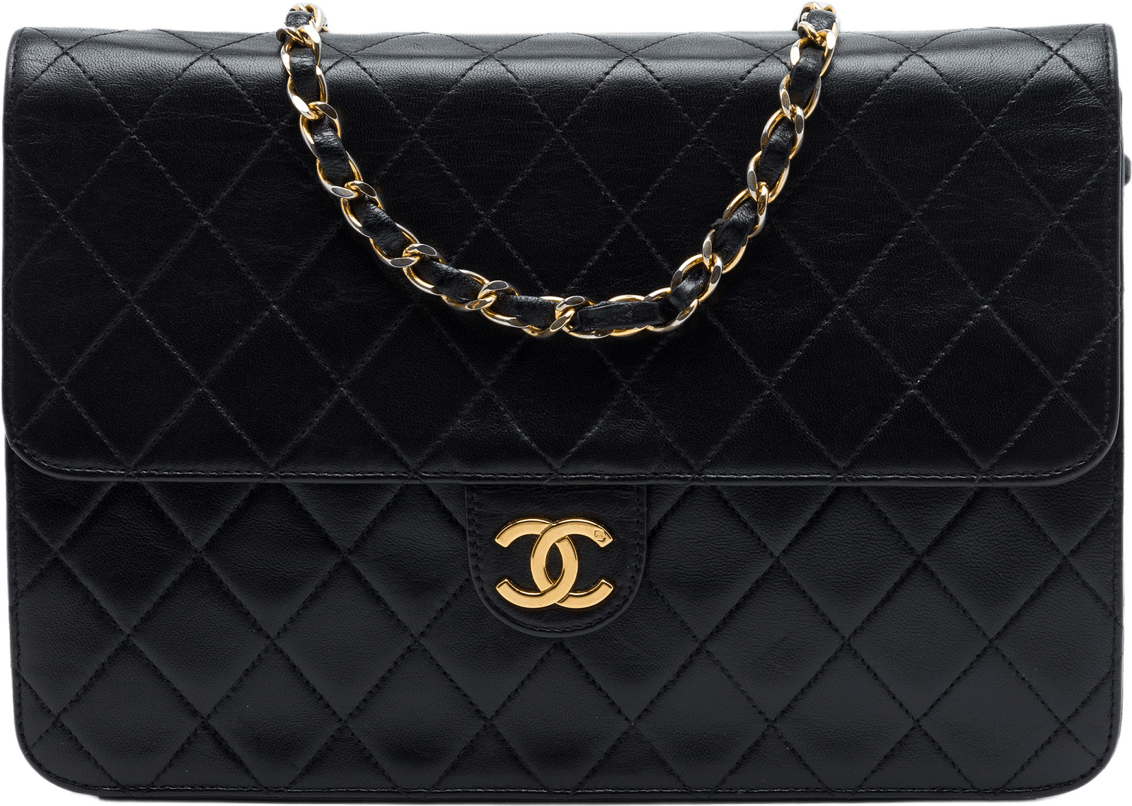 Chanel Medium Cc Quilted Lambskin Single Flap, från Luxclusif, i färgen svart.