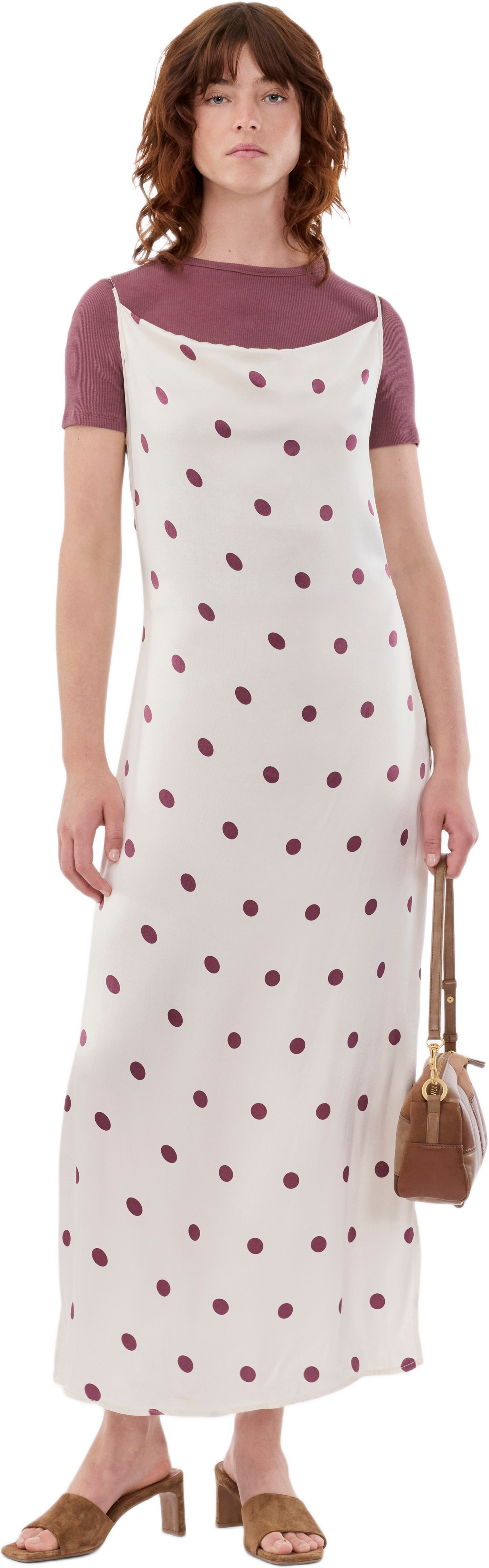 Vanjamd Print Dress, från Modström, i färgen wineberry dot.