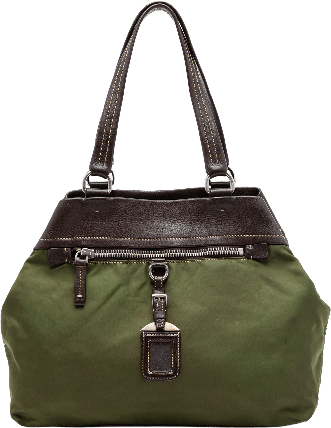 Prada Tessuto And Leather Tote, från Luxclusif, i färgen olive green.