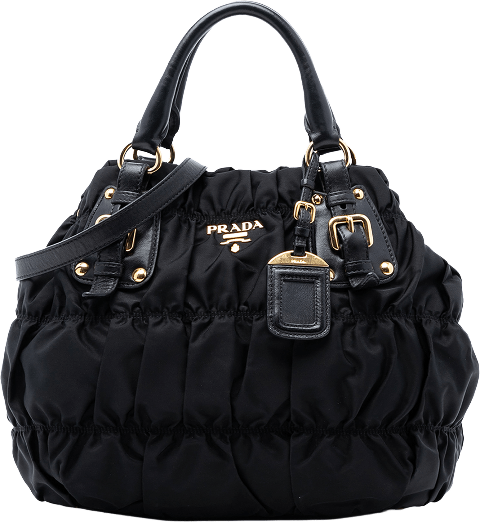 Prada Tessuto Gaufre Satchel, från Luxclusif, i färgen black.