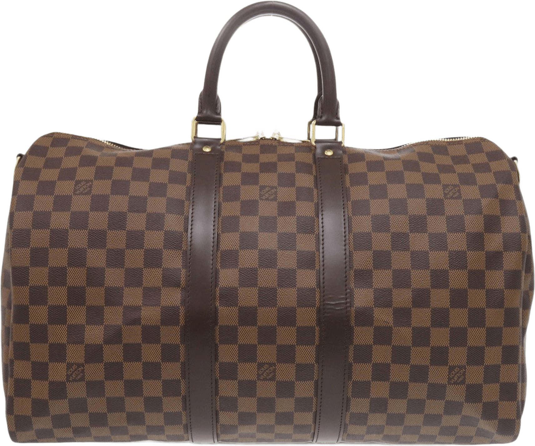 Louis Vuitton Damier Ebene Keepall Bandouliere 45, från Luxclusif, i färgen brown.