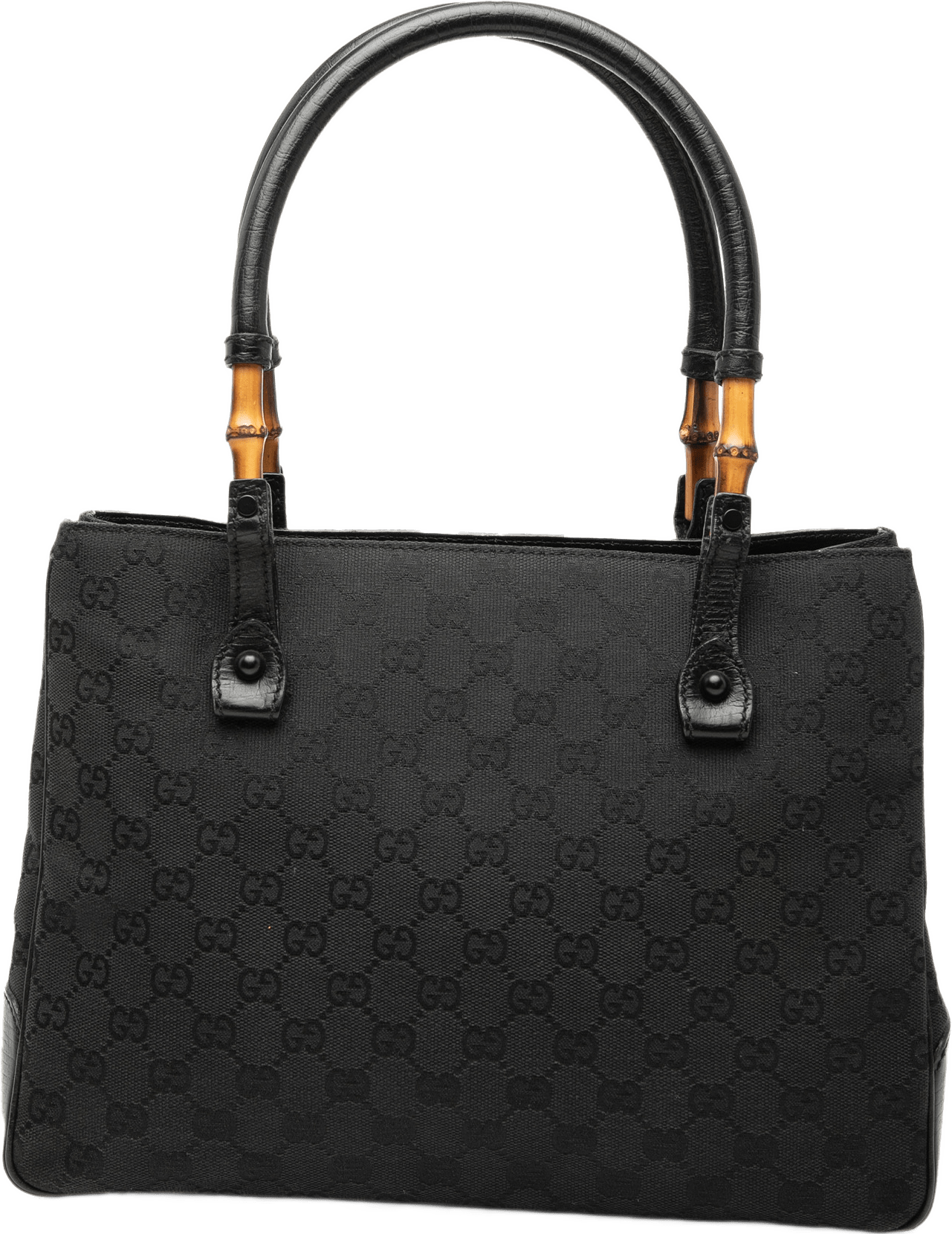 Gucci Gg Canvas Bamboo Tote, från Luxclusif, i färgen black.