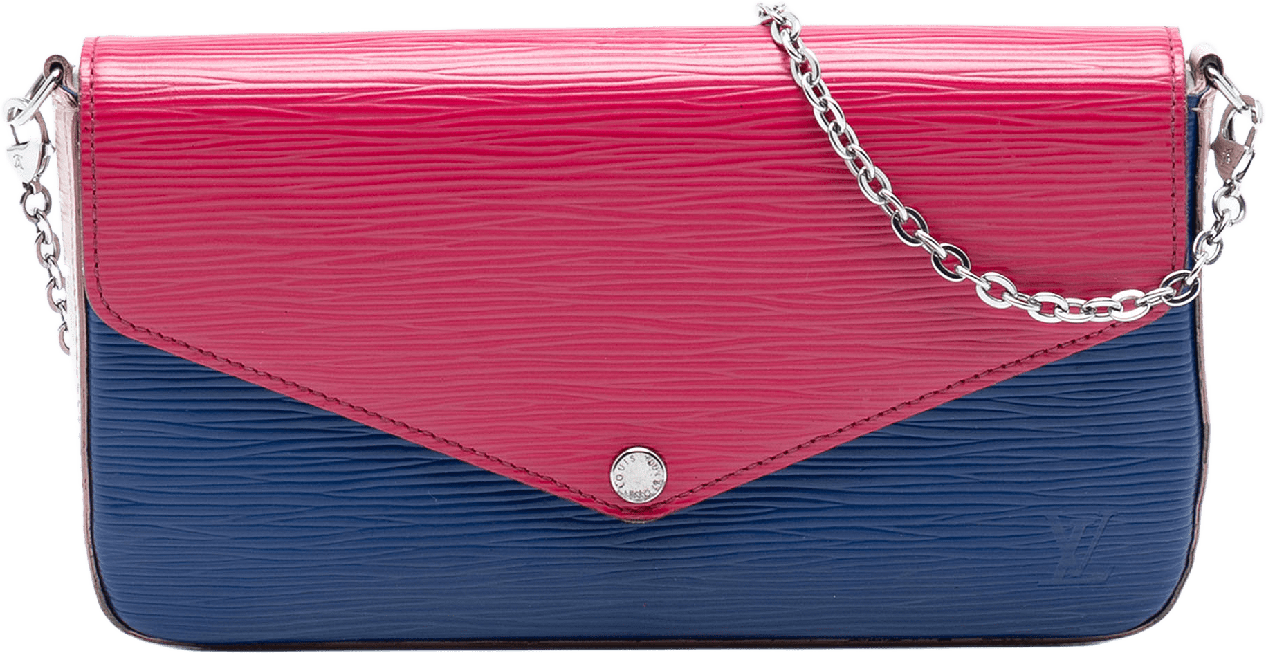 Louis Vuitton Epi Tricolor Pochette Felicie, från Luxclusif, i färgen pink.