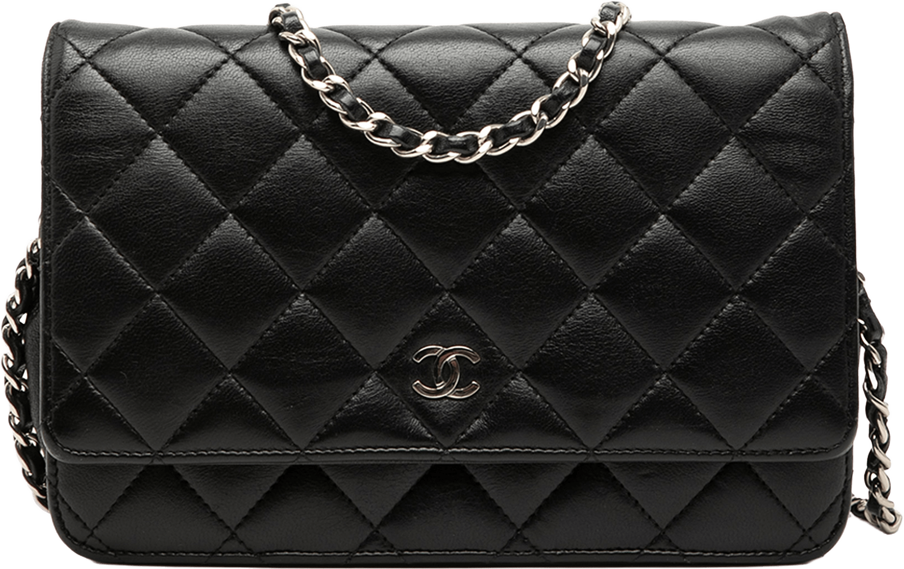 Chanel Cc Quilted Lambskin Wallet On Chain, från Luxclusif, i färgen black.