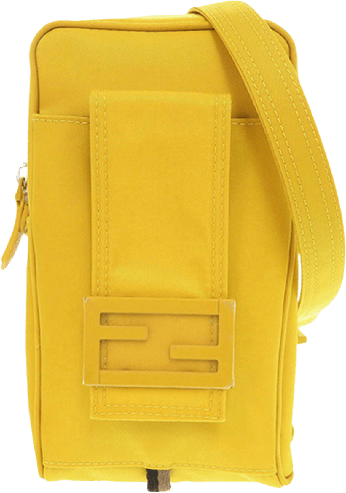 Fendi Nylon Baguette Phone Crossbody, från Luxclusif, i färgen mustard.