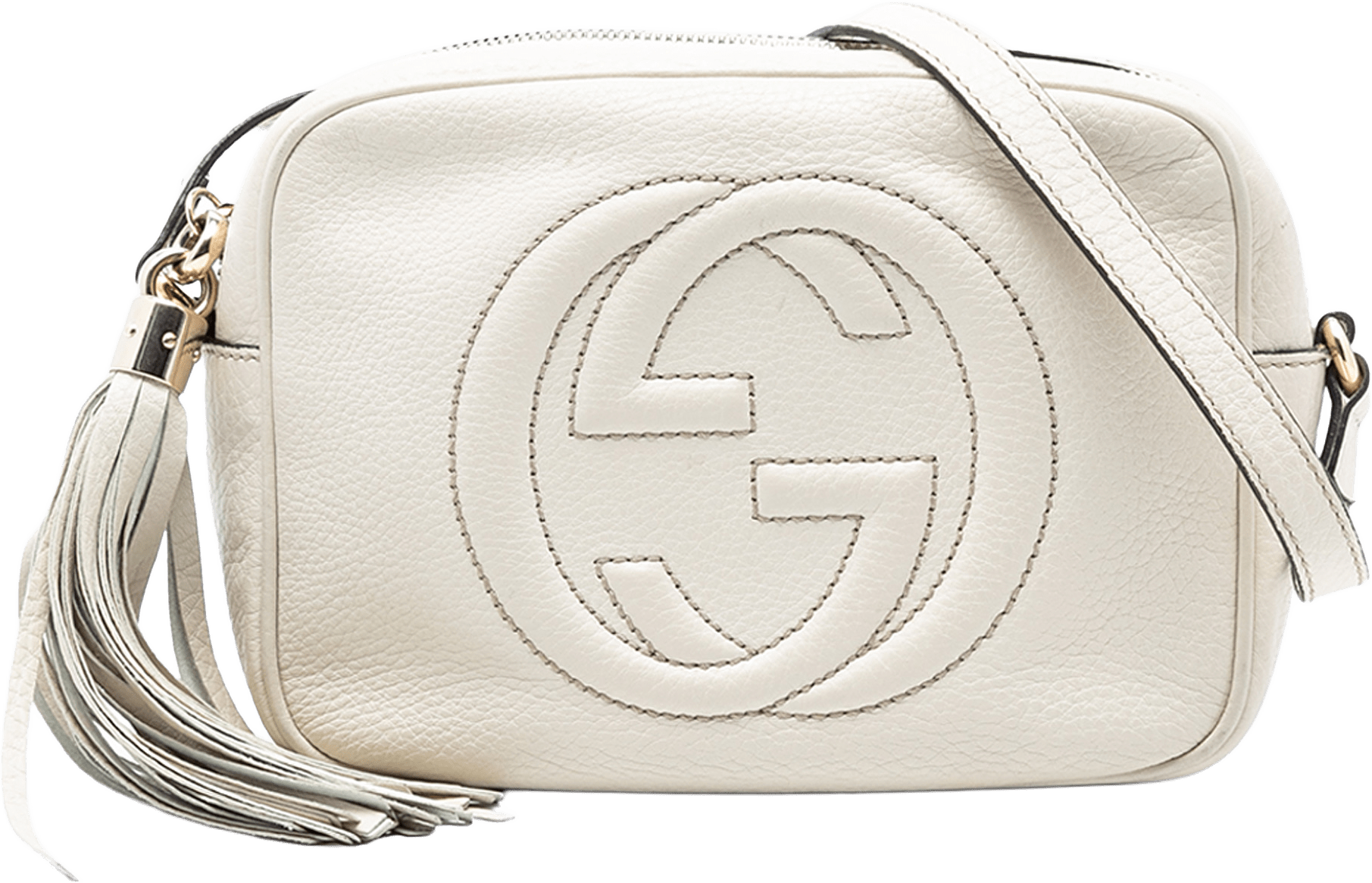 Gucci Leather Soho Disco Crossbody, från Luxclusif, i färgen white.