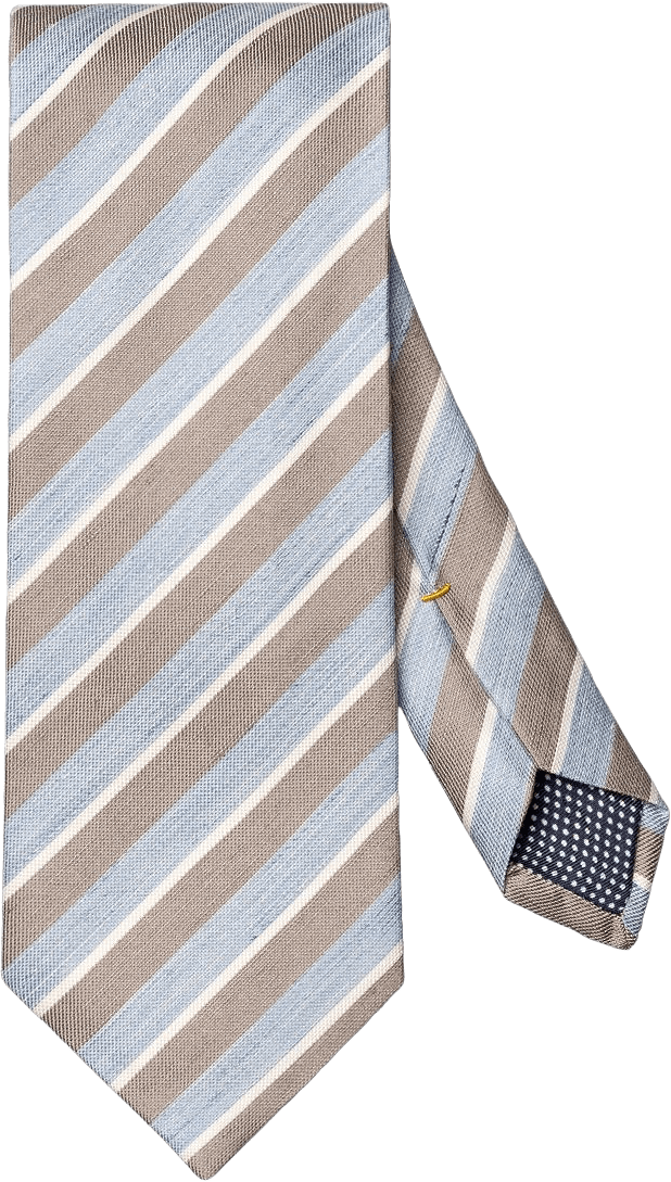 Randig Vävd Slips I Linne Och Silke, från Eton, i färgen brown.