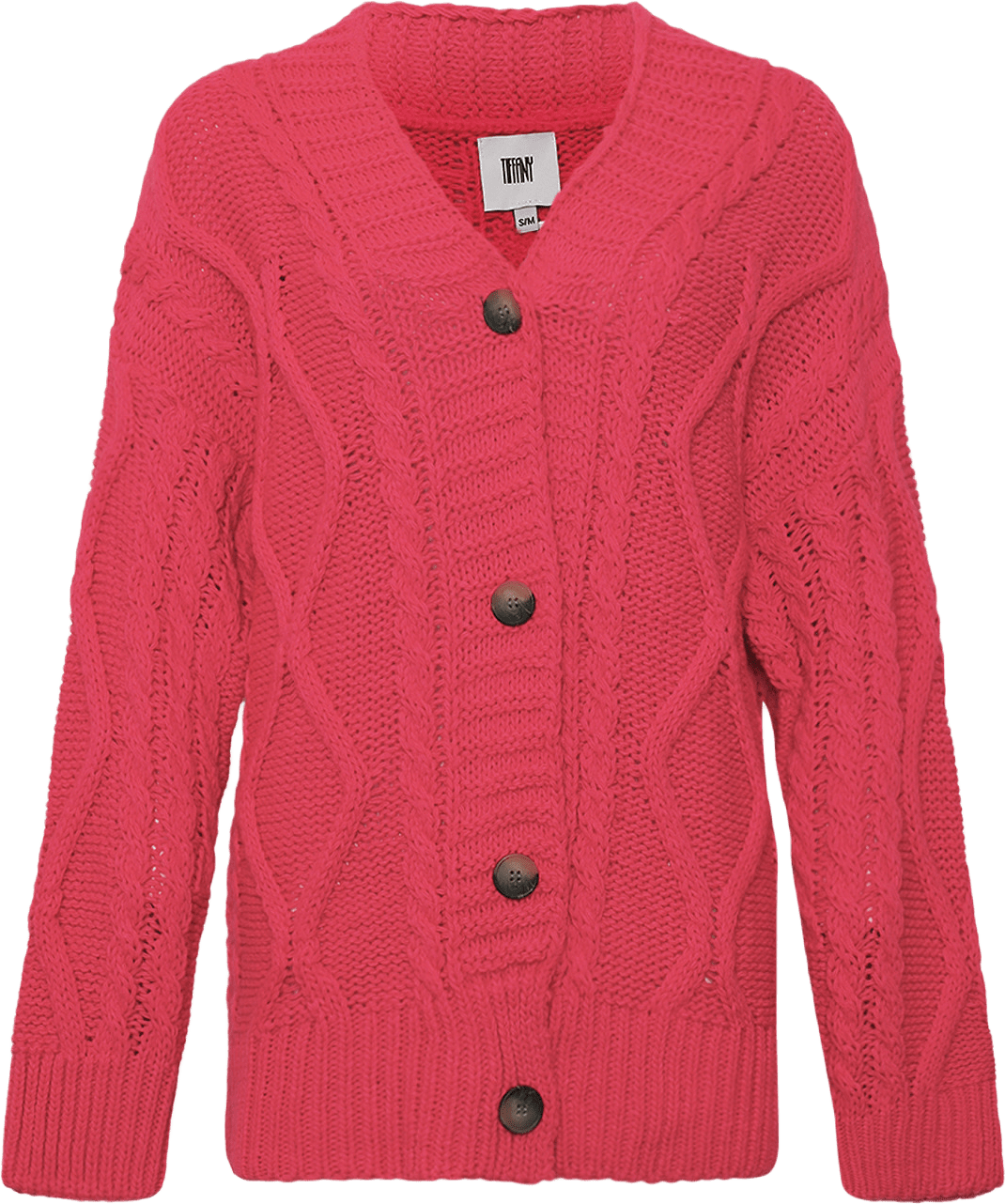 Carla, Long Cardigan Knit - Shocking Pink, från Tiffany, i färgen shocking pink.