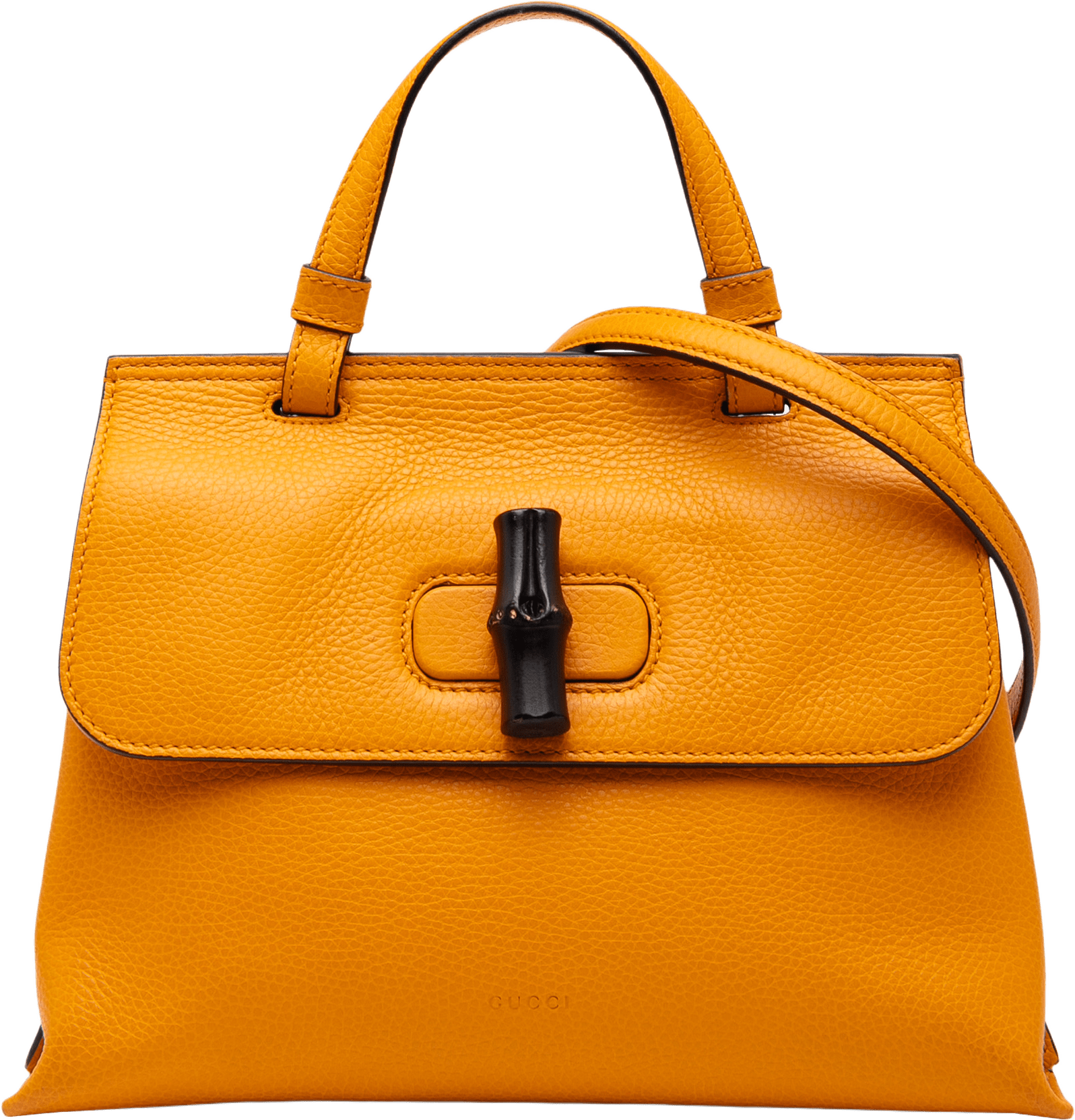 Gucci Small Leather Bamboo Daily Satchel, från Luxclusif, i färgen orange.