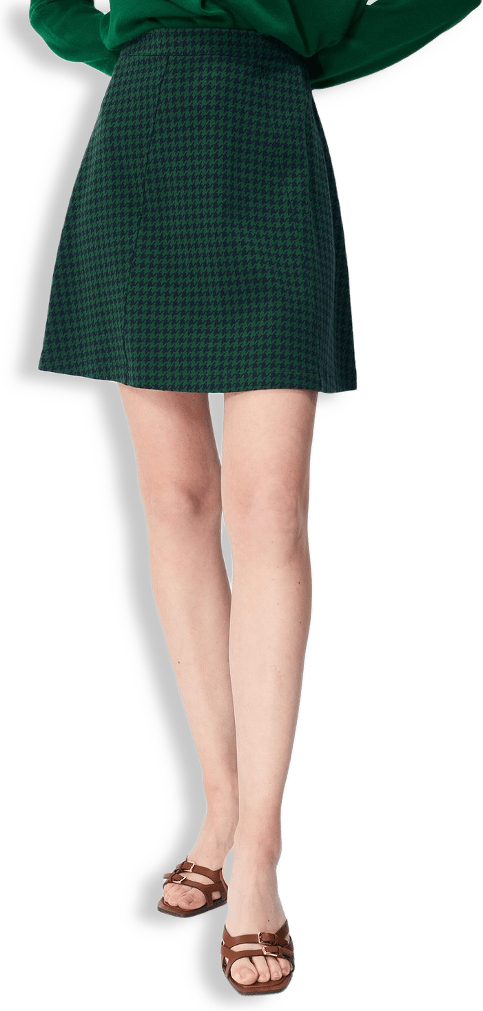 - Madeleine Dogtooth Skirt Darkgreen